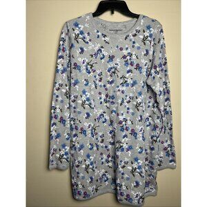Woman Within Womens Grey Floral Waffle Thermal Sweatshirt Plus Size 2X (18/20)